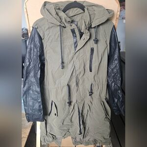 Blank NYC trenchcoat jacket with faux leather sleeves
